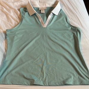 Sleeveless Collared Womens Golf Polo Tank - Mint Green